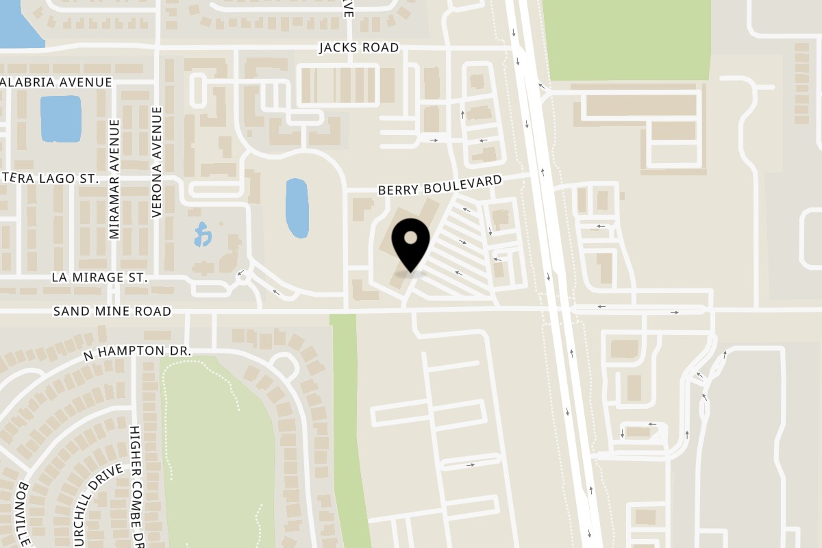 Map showing the location of Sunday's Grill on 2414 Sand Mine Rd in Davenport